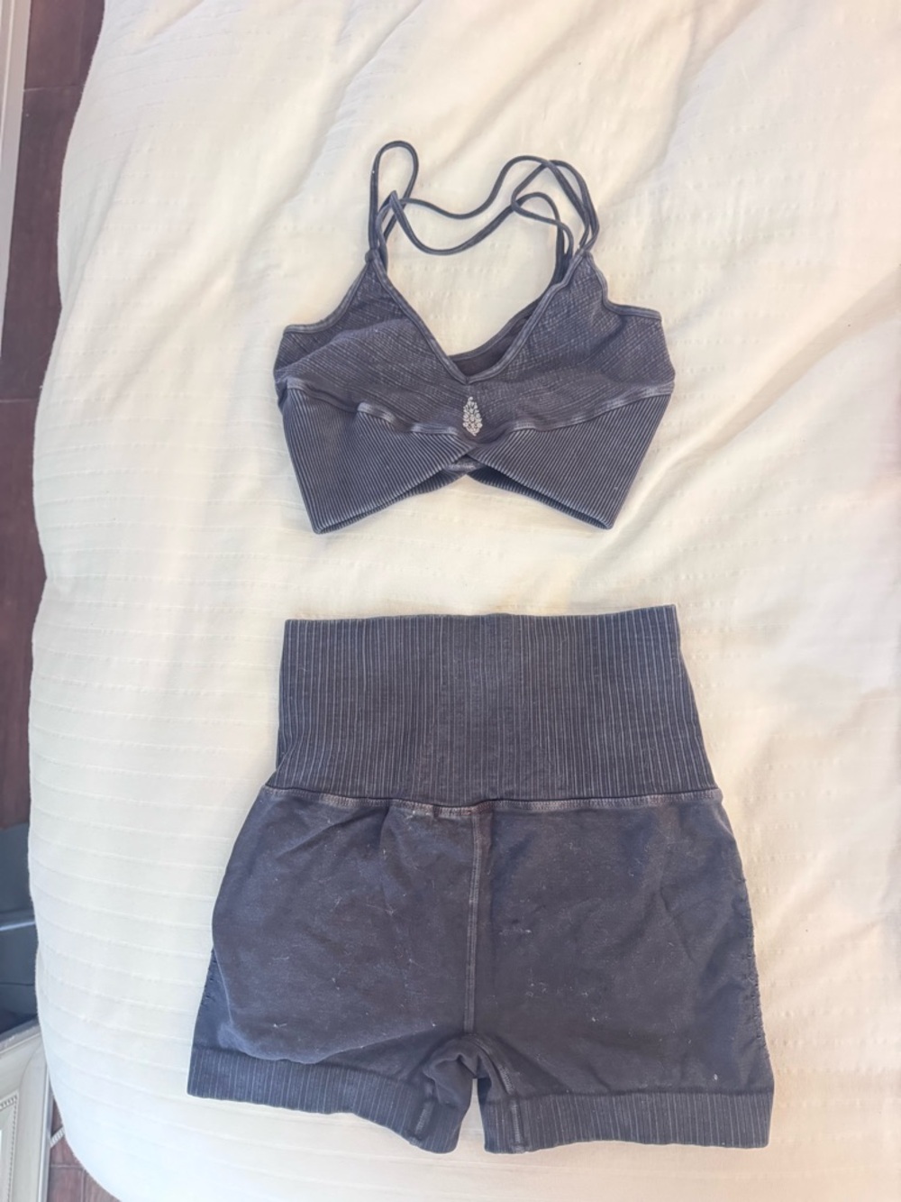 Free People Active Ribbed Yoga Set - Sports Bra & High-Waist Shorts - Picture 4 of 4